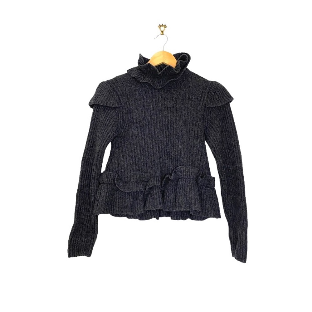 Ganni Gray Wool Rib knit Sweater - Picture 2 of 8